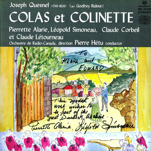 Donated and dedicated to The Durbeck Archive by L&eacute;opold Simoneau and Pierrette Alarie.